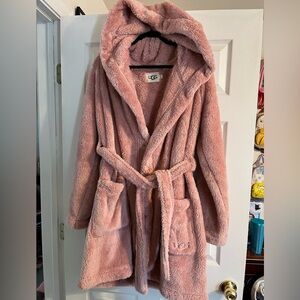 UGG Plush Hooded Bathrobe in Blush Pink